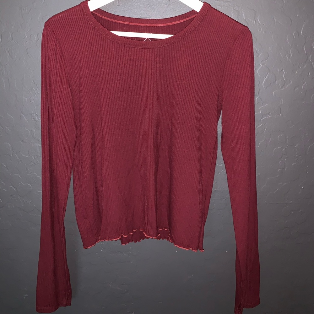 Red soft long sleeve top